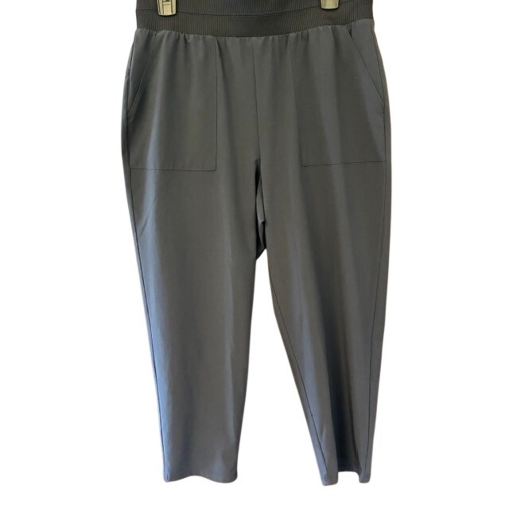 T by Talbots Crop Pants Women Size‎ M Navy Blue Excellent Ribbed Waist Pockets